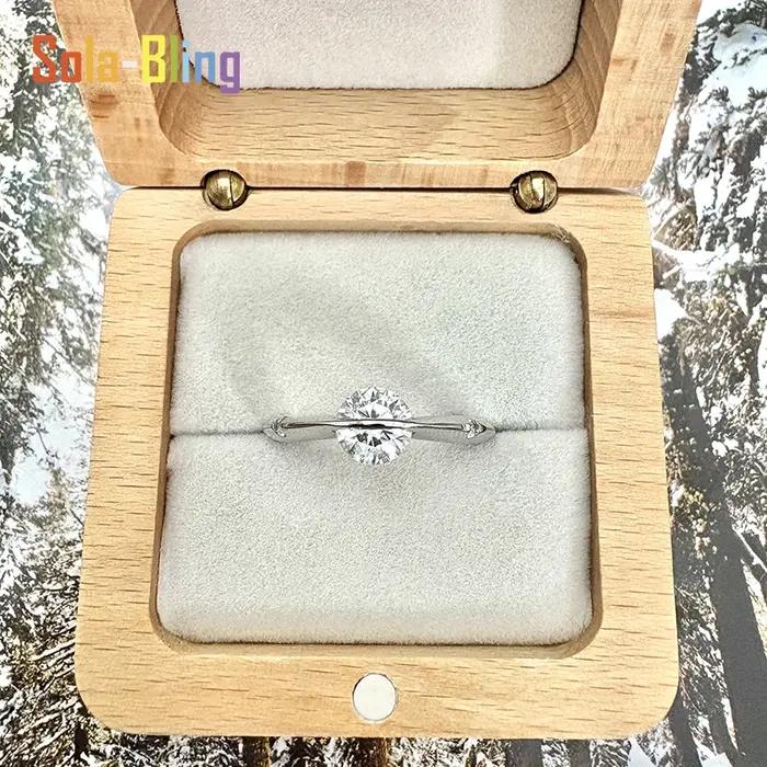 Sola-Bling 1ct Moissanite anneau 100% passe diamant testeur stylo rotatif univers étoile 925 bagues en argent Sterling pour les femmes bijoux