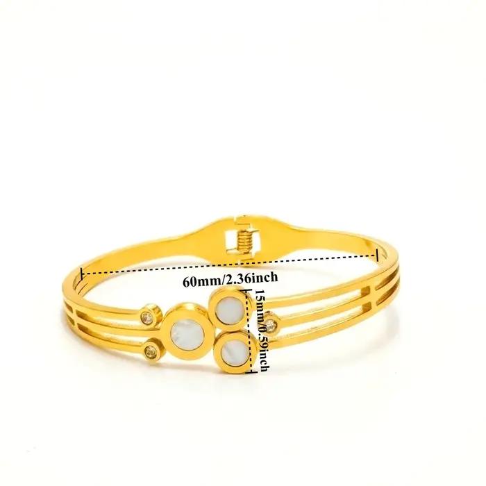 Bracelet ouvert doré, bracelet classique en acier inoxydable pour femme