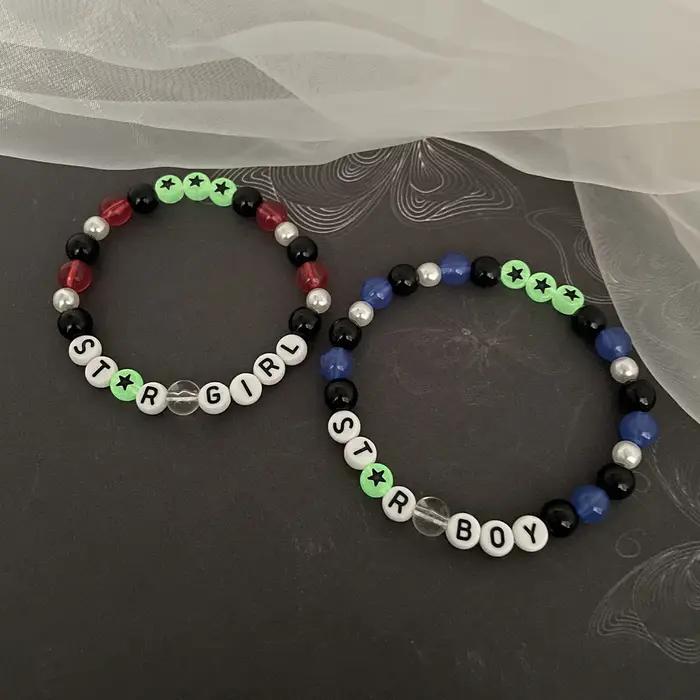 Bracelets Faits Main Avec Lettres Stylisées Perles Acryliques Pour Hommes Femmes Occasions Spéciales Rock HipHop