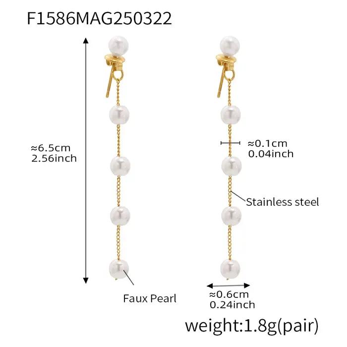 Boucles d'oreilles longues pendantes avec pampilles en perles pour femmes
