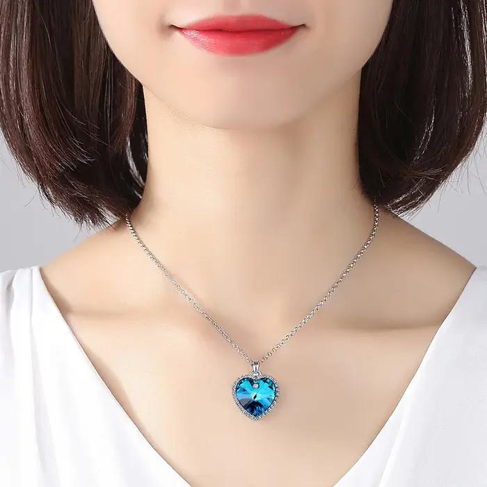 Titanic – collier avec pendentif cœur d'océan bleu