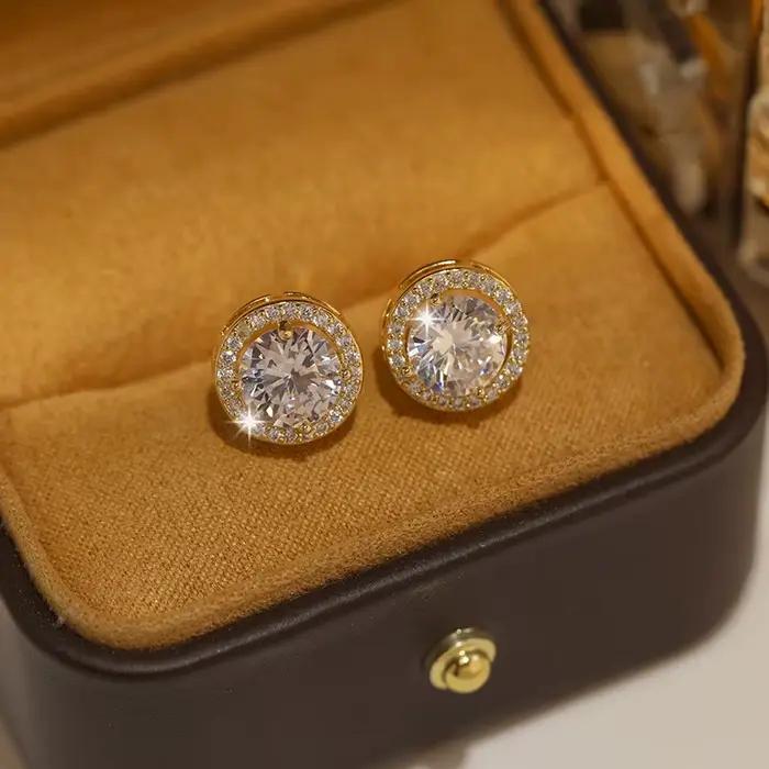 Boucles d'oreilles de luxe en zircone cubique or jaune pour femmes occasions spéciales vintage elegance discothèque soirée mariage