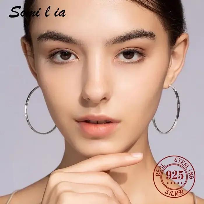 Boucles d'oreilles créoles en argent 925 élégantes pour femmes style classique mariage anniversaire cadeau