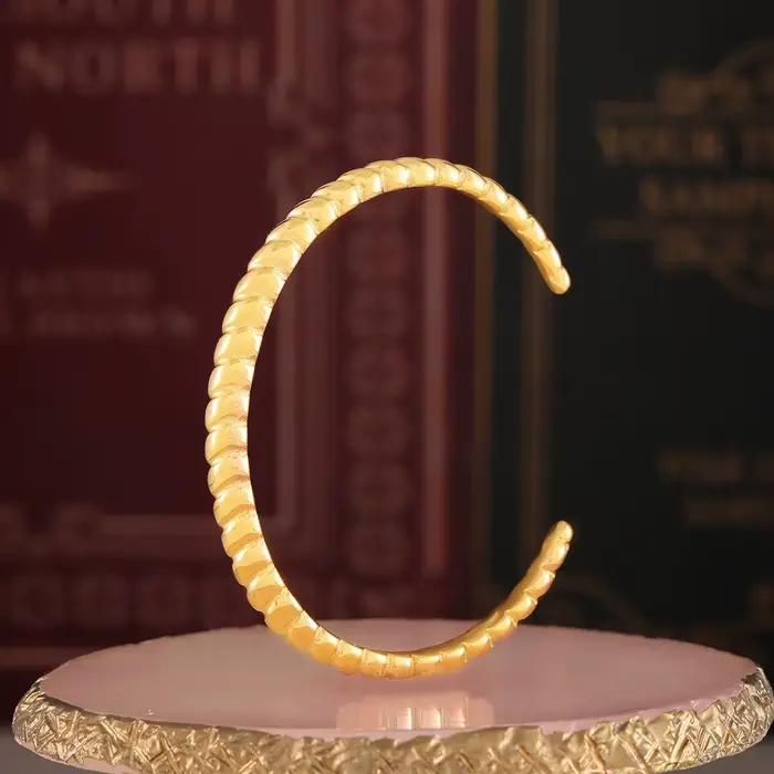 Bracelet fileté en acier titane plaqué or véritable 18 carats, ouverture Non réglable, géométrie minimaliste, bijoux à la mode, cadeaux pour femmes