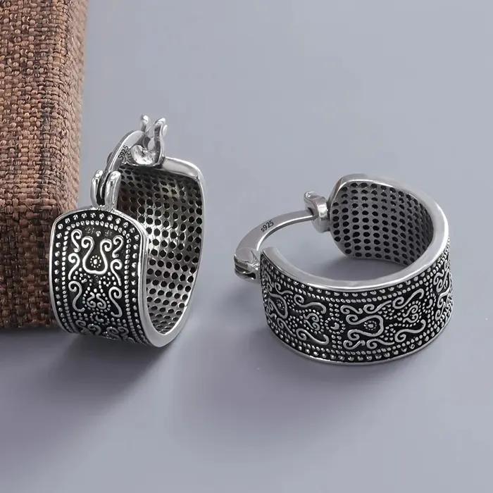 Sam Panda – boucles d'oreilles en argent Sterling 925 pour femmes, tendance, Simple, rétro, fleur, bijoux, prévention des allergies, accessoires de fête