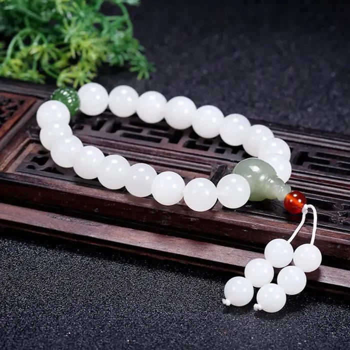 Pendentif Fleur de Jade Hetian et Bracelet à Boucle Unique en Jade Blanc Hetian pour Occasions Spéciales Femme Élégant