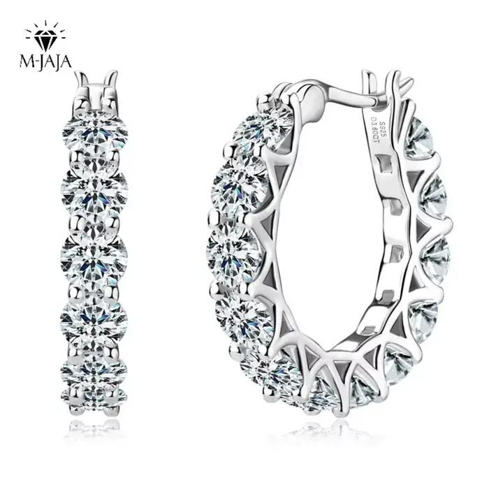 M-JAJA Moissanite boucles d'oreilles pour femmes 18K plaqué or blanc 925 en argent Sterling diamant boucle d'oreille de mariage bijoux à la mode