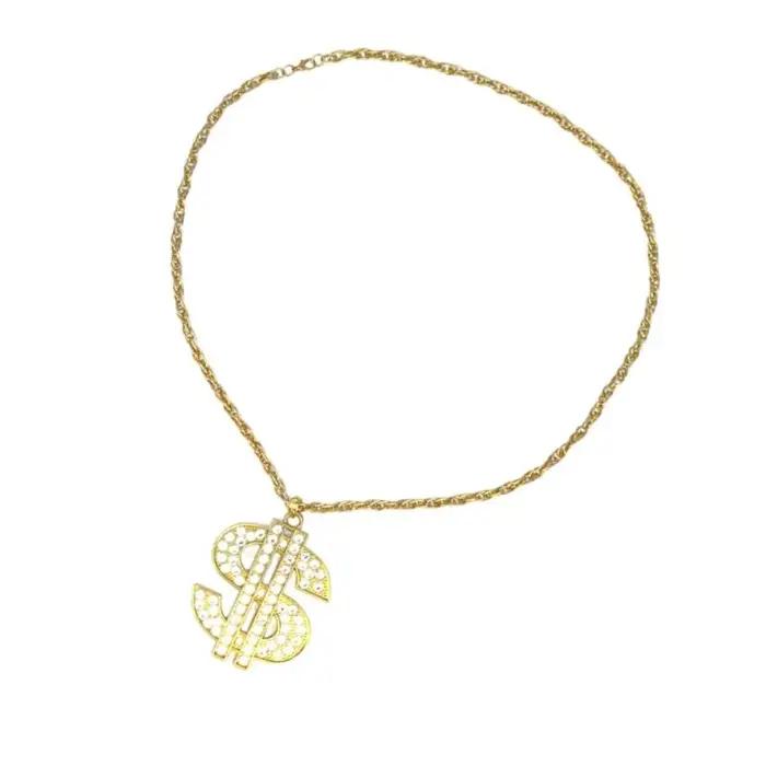 Collier en alliage avec symbole d'argent étincelant 39BB, bijoux Costume Vintage pour les spectacles rue