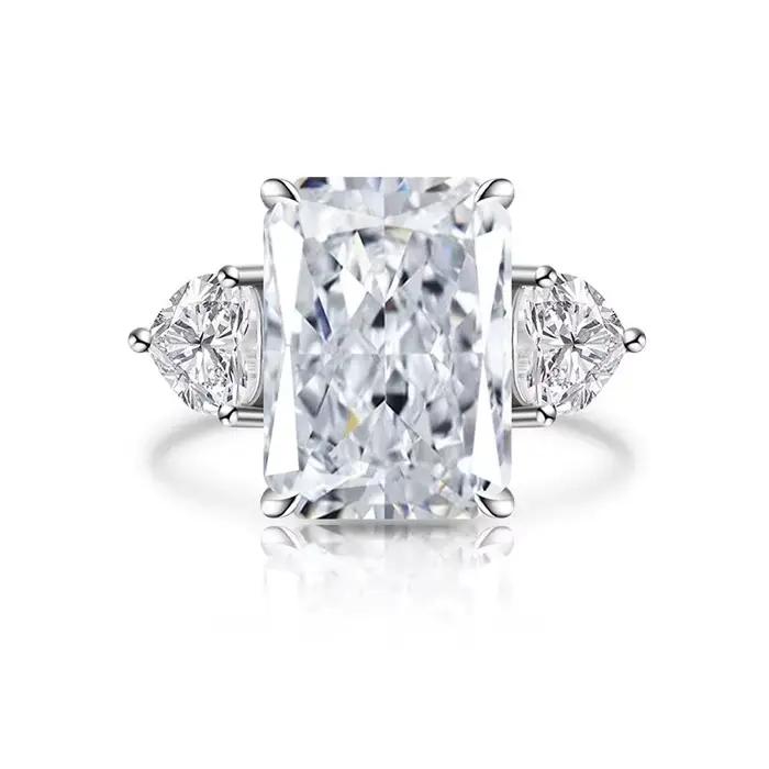 Bague en argent Sterling 925 pour femmes, couleur brillante, coupe fleur de glace, Zircon Grand Cara
