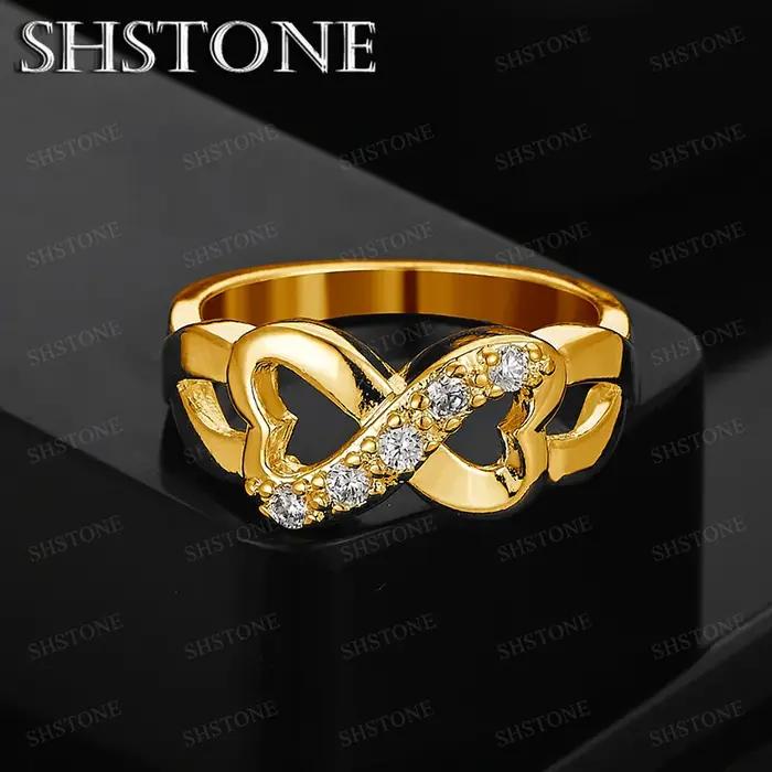 Bague en or 18 carats forme de cœur pour femmes bijou de luxe romantique cadeau occasion spéciale anniversaire mariage