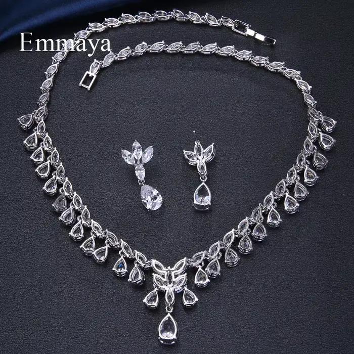 Emmaya – collier et boucles d'oreilles scintillantes en Zircon cubique