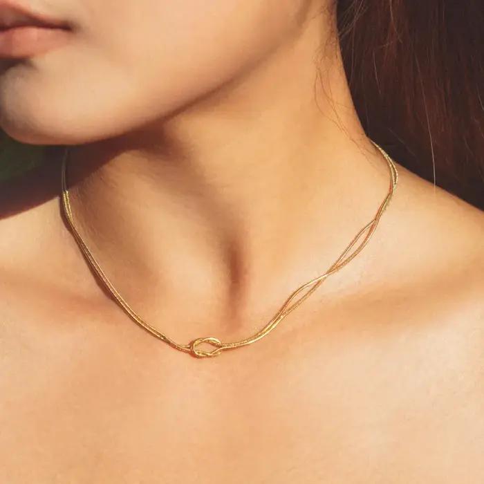 Skyrim – collier Double chaîne serpent pour femmes