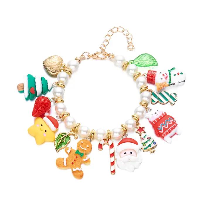 Bracelet artisanal en perles avec breloques cerf et cloche pour femme, idéal pour l'amitié, les fête