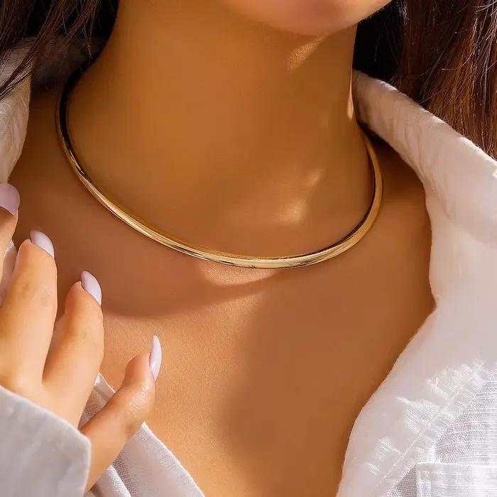 Collier ras du cou vintage punk gothique couleur or argent chaîne lisse bijoux de déclaration mode pour femmes occasions spéciales