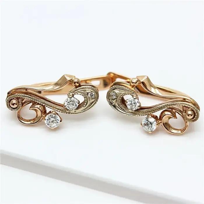 Boucles d'oreilles géométriques plaquées or rose violet 14 carats pour femmes, bijoux fins, banquet