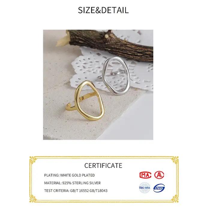 Bague en argent Sterling 925 ajourée couleur or avec pierres précieuses pour femmes occasions spéciales style classique mode féminine