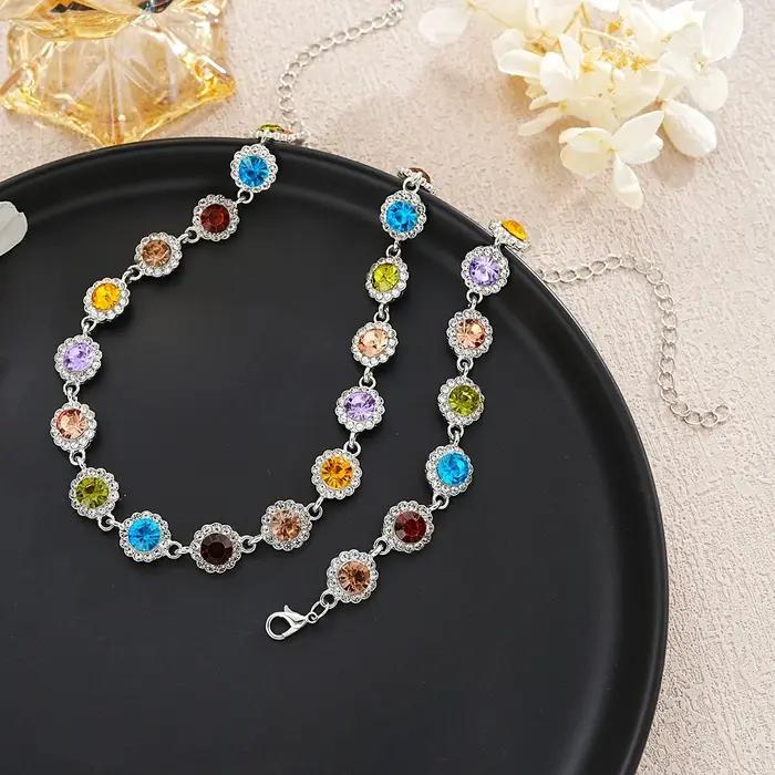 Collier ras du cou en cristal coloré coréen pour femmes