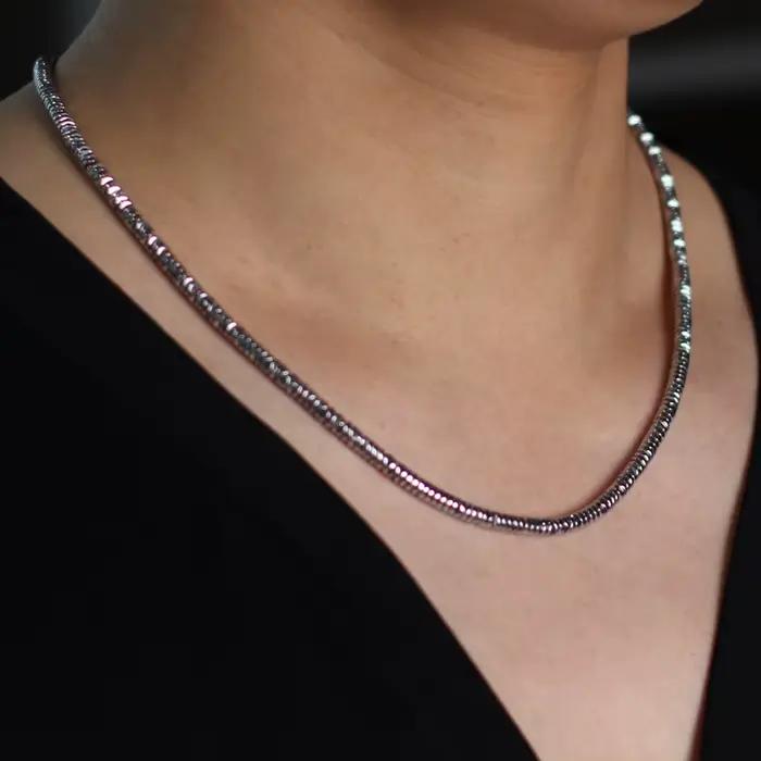 Collier de perles en pierre d'hématite exquise pour hommes, 4 Styles, couleur argent or, 19 pouces, collier court, bijoux, accessoires de loisirs de richesse