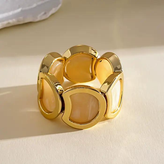 Bracelet géométrique vintage en résine DOO MEI pour femme, plaqué or, chaîne large et épaisse, idéal