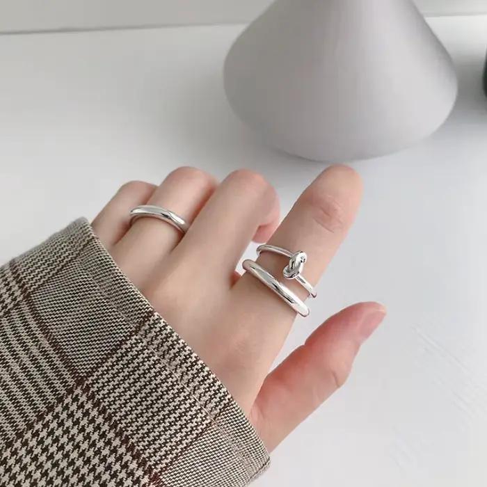 F.I.N.S minimaliste 990 en argent Sterling anneaux lisses bagues de fiançailles classiques pour les femmes bague