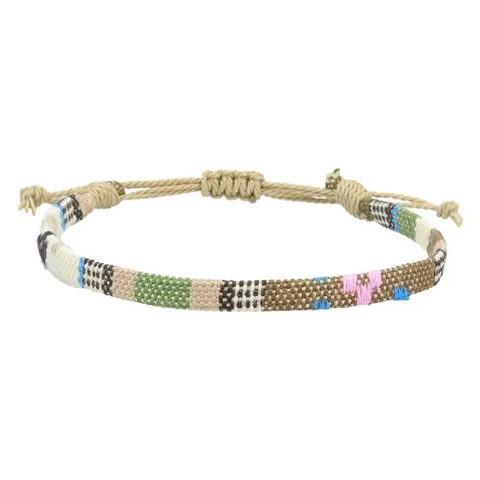Bracelet tressé style bohème ethnique cordon en fil de tissu porte-bonheur multicolore pour femmes et hommes occassions spéciales naturel fantaisie fantaisie libertaire