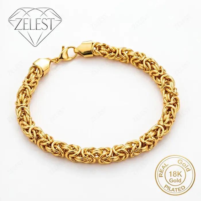 Bracelet tressé exquis en argent sterling 925 plaqué or 18 carats de 8 pouces pour hommes et femmes, bijoux charmants pour mariage et fête