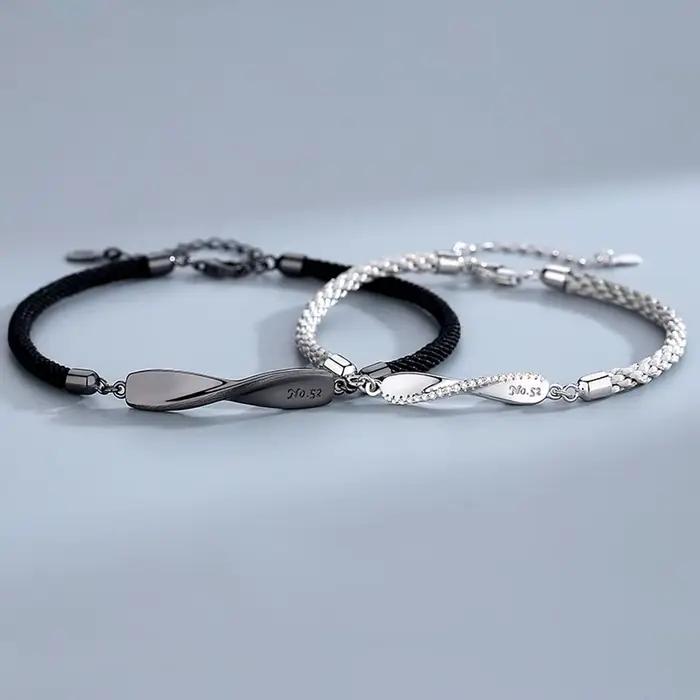 Bracelet romantique en alliage ondulé pour hommes et femmes, amour éternel, bracelet pour amis, bracelets pour couples, ULà main, anneau de us start