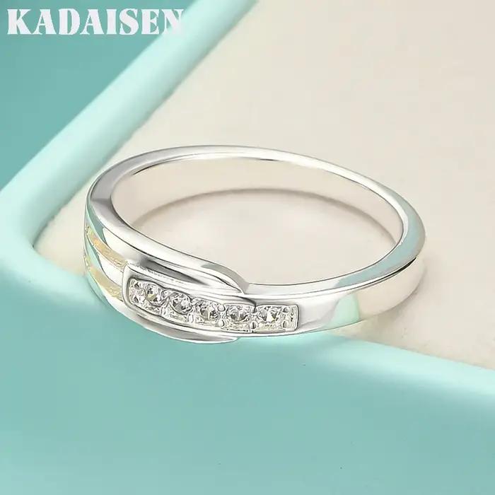 Argent sterling 925, zircon AAAAA 7-10 # Bague pour femmes, bijoux de charme à la mode pour fête de mariage