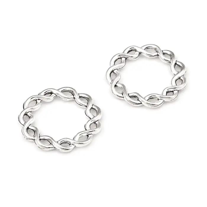 Breloques en alliage de zinc argenté antique, bronze antique, carré, rond, cercle fermé, anneaux torsadés, bijoux de bricolage, accessoires de direction