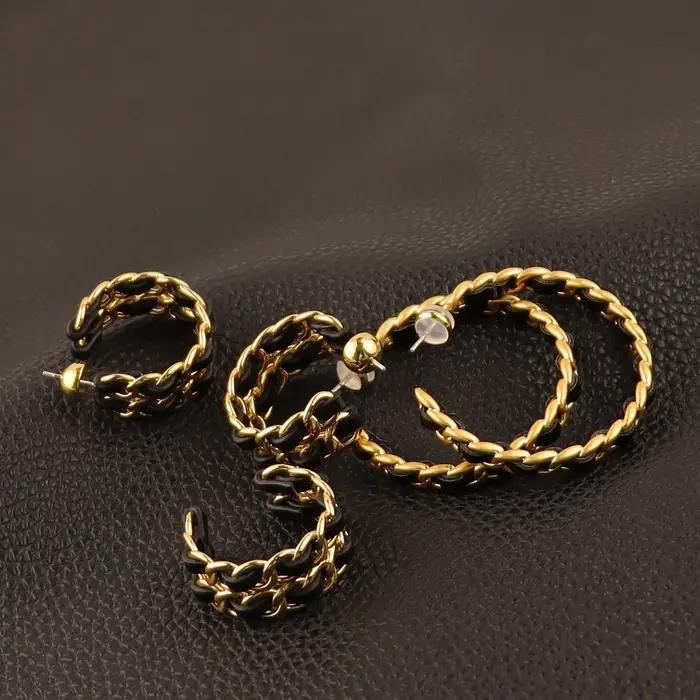 Boucles d'oreilles créoles tissées en cuir