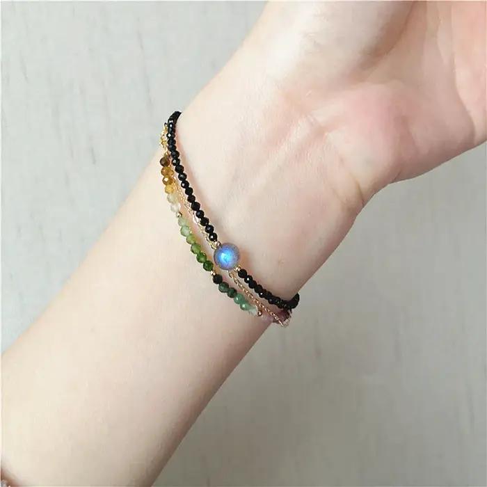 Bracelet en Perles de Tourmaline Colorées Naturelles