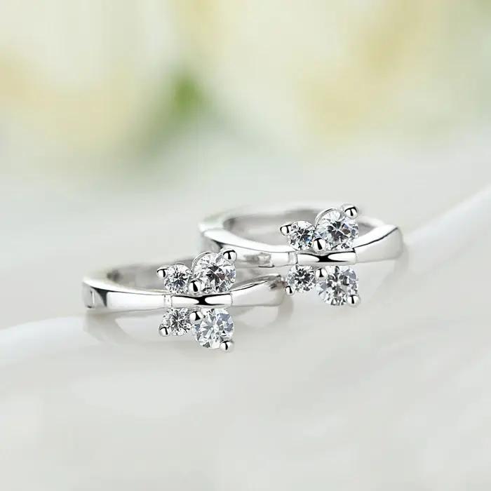 Boucles d'oreilles papillon en argent 925 et zircone