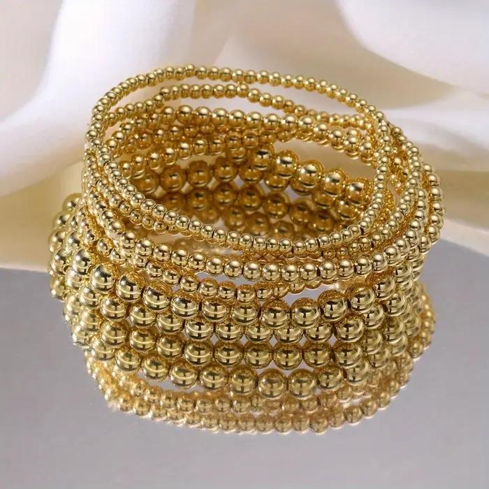 Ensemble de bracelets de perles dorées pour femmes