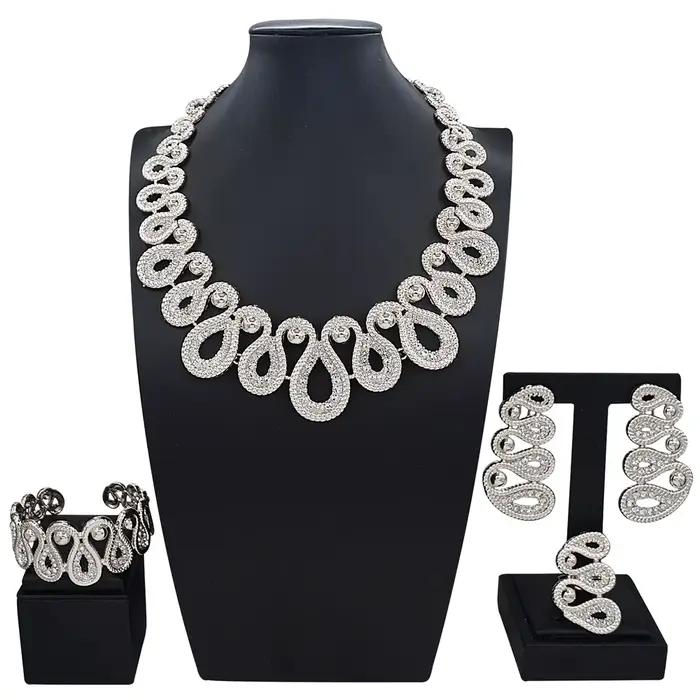 Ensemble de bijoux de haute couture en plaqué or et argent pour femmes et unisexe occasions spéciales engagement soirée festive
