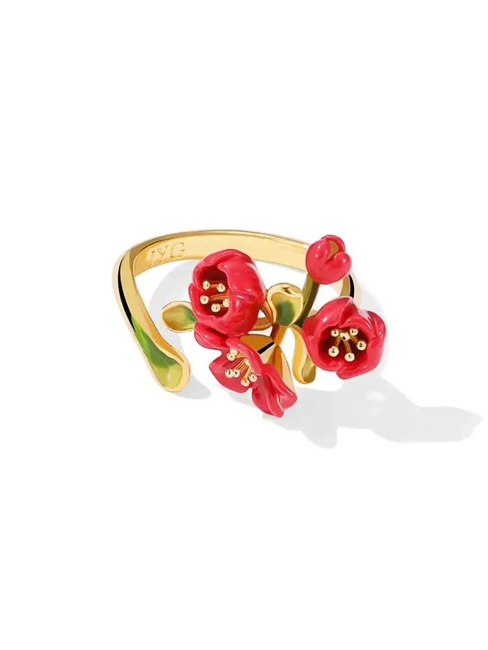 JUICY GRAPE-Bague fleur de bégonie rouge pour femme