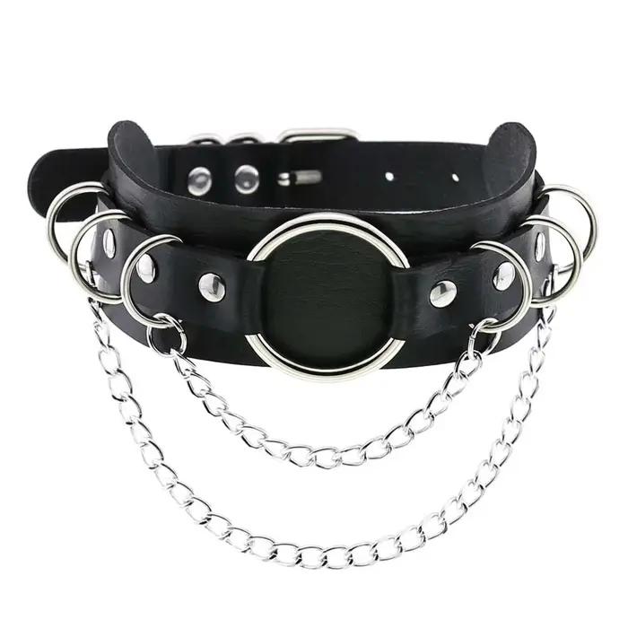 DIEZI Vintage doux Cool Hip Hop Rivet collier ras du cou Harajuku gothique Club noir PU cuir
