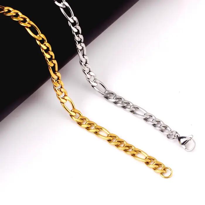 Bracelet de luxe Punk en acier inoxydable, chaîne Figaro pour femmes et hommes, unisexe, bijoux à la mode, cadeaux