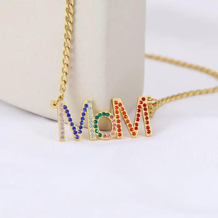 Collier en strass pour maman en or, collier pour mère de la famille avec boîte à roses, collier d'amour, anniversaire de maman, cadeaux de fête des mères