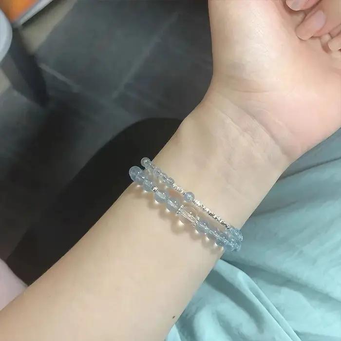 Bracelet aigue-marine en cristal d'argent cassé