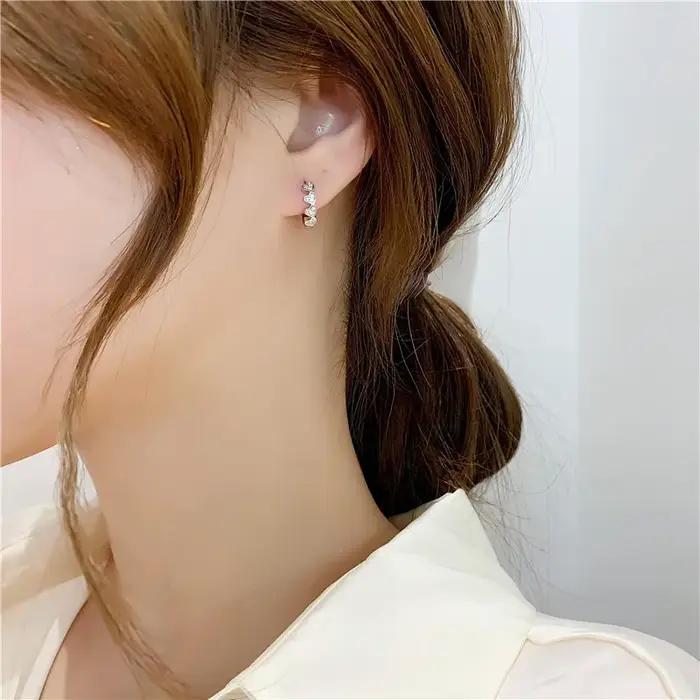 Boucles d'oreilles en argent Sterling 925 et zircone