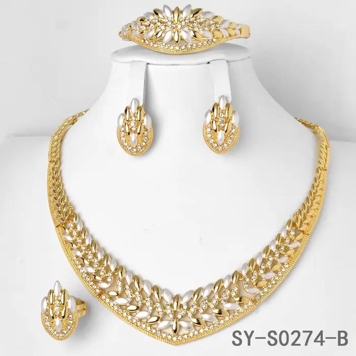 Ensemble de bijoux de luxe en forme de cuir chevelu plaqué or 18 carats