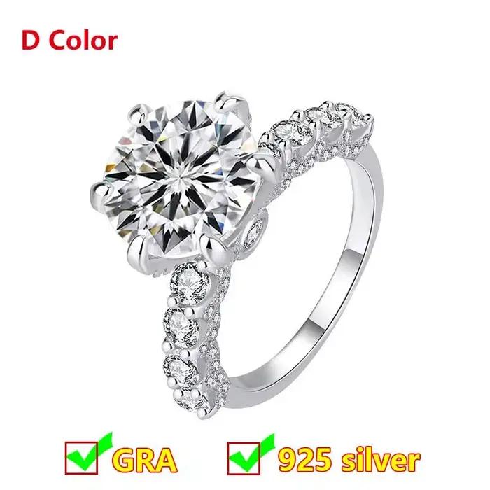 Bagues en argent sterling S925 avec moissanite 5 carats, bijoux de luxe pour femmes, bague de mariag