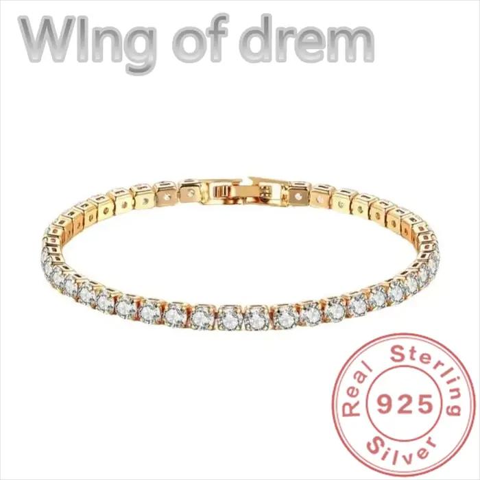 Bracelet de Tennis éblouissant en argent Sterling 925, or Rose brillant, zircone cubique, bijoux cad