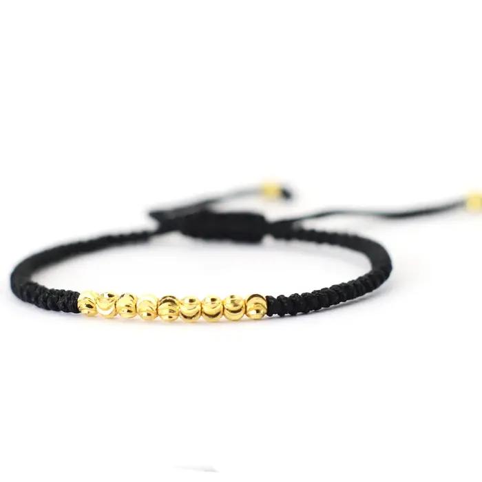 Bracelet perlé classique fait à la main pour hommes et femmes, petites perles dorées exquises, ajust