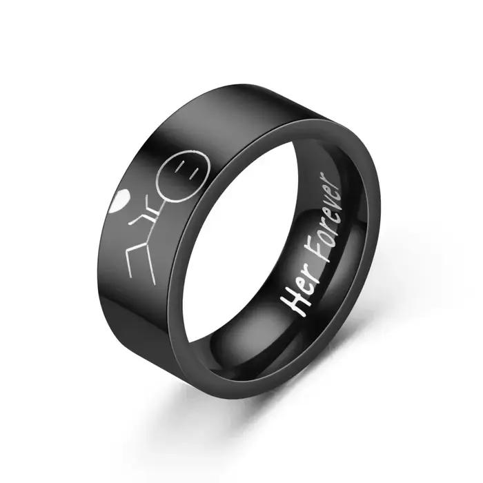 Dessin animé Anime Image amour Couple anneau mode titane acier Couple anneaux avec lettres je t'aime à l'intérieur bijoux cadeaux pour l'amour
