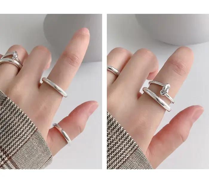 F.I.N.S minimaliste 990 en argent Sterling anneaux lisses bagues de fiançailles classiques pour les femmes bague