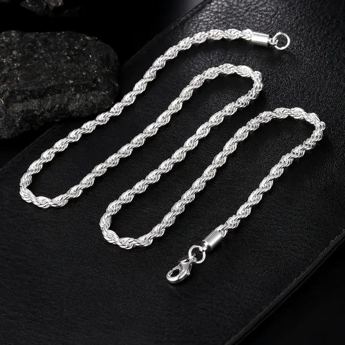 Colliers en Argent Sterling 925 Chaînes et Colliers Charmes Chauds Fine 4mm Bijoux Occasions Spéciales Fête Mariage Cadeaux Vacances