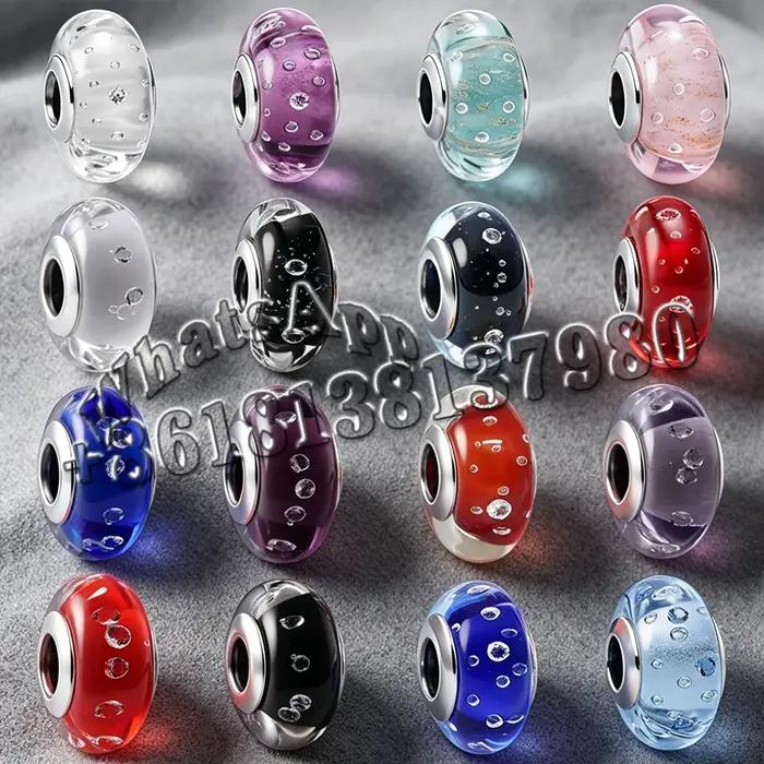 Le nouveau ensemble de bijoux en perles de verre en argent 925 avec bracelet original est un cadeau