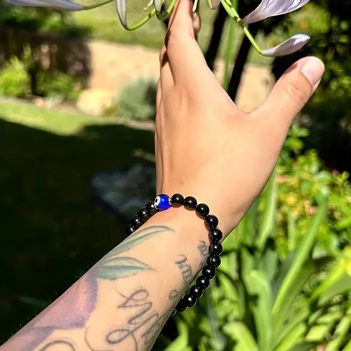 Bracelet de protection tourmaline noire anti-stress pour homme et femme élégant pour occasions spéciales et quotidien