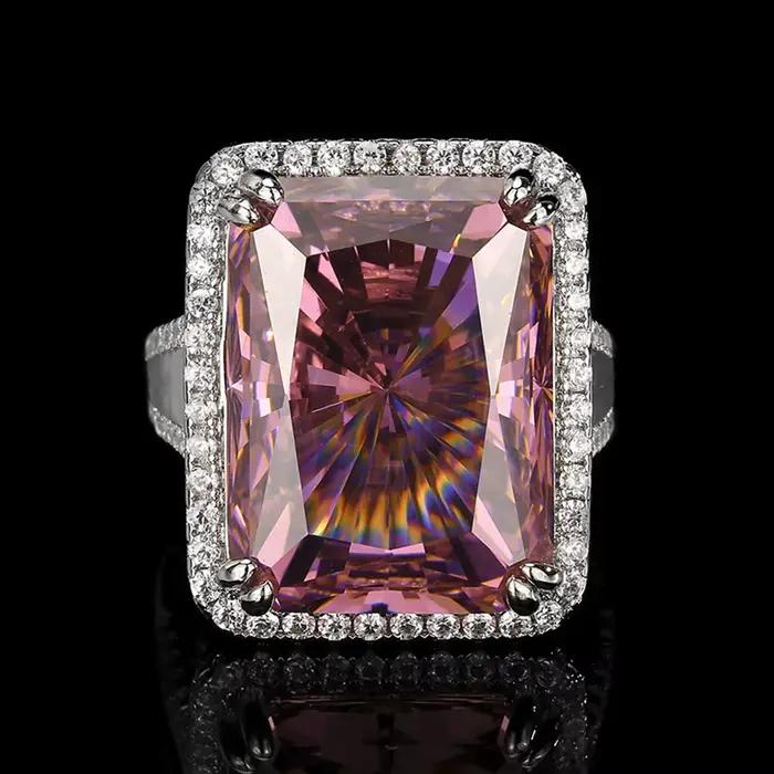 Vinregem – bague en saphir de laboratoire pour femmes, coupe radiante, 15x20 MM, tourmaline Paraiba, diamant à haute teneur en carbone, bijoux fins, cadeaux